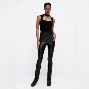 Zara extra long faux leather leggings